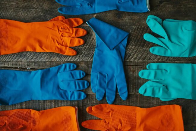 gloves and protective gear for picking up vomit