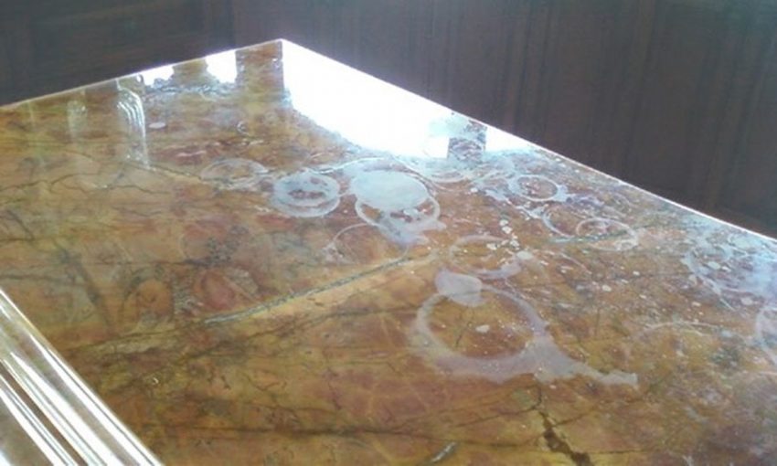 water stained granite countertop