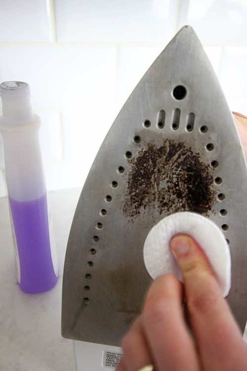 how to use nail polish to clean an iron