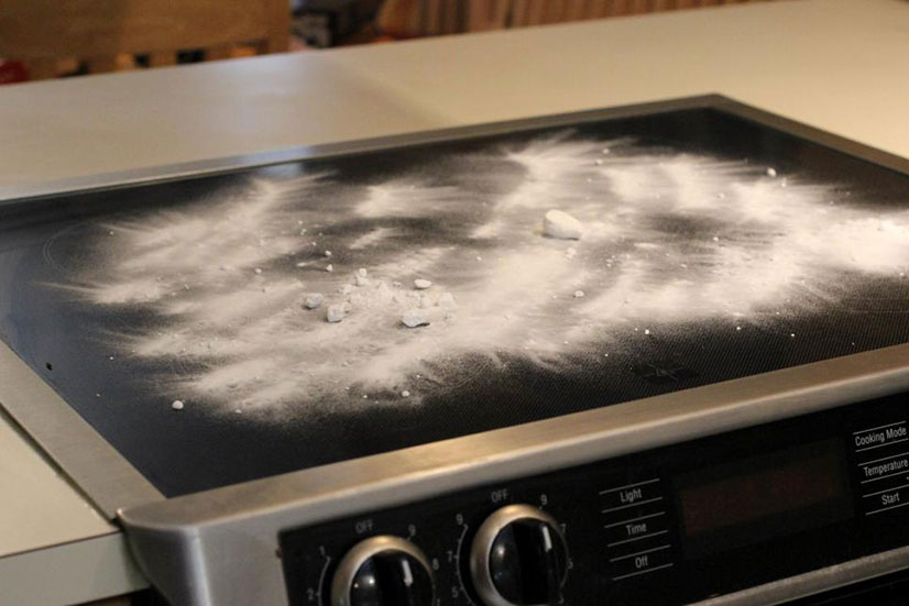 white stain on glass stove top