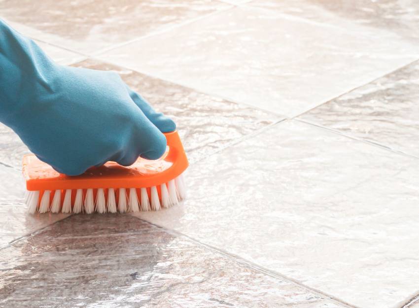 how to clean floor tile grout